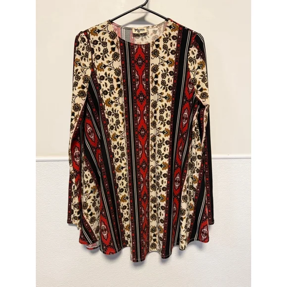 Show Me Your Mumu Mini Tunic Dress women’s XS Red Black Floral Boho Long Sleeve - Picture 10 of 16